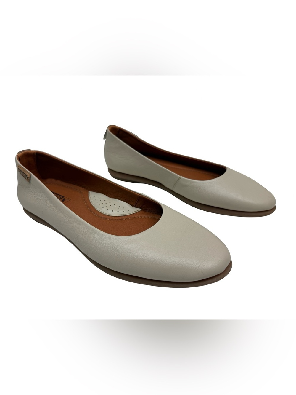 PIKOLINOS Women's Leather Ballet Flats Loafers Shoes EU 38 US 8 Cream White